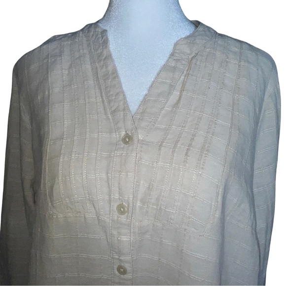 J.Jill Linen Blend Tunic Top Neutral Beige Minimalist 3/4 Sleeve Boho Chic L - Picture 4 of 5
